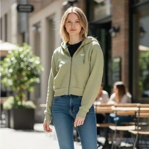 Levi's Cropped Light Green Zip Up Hoodie